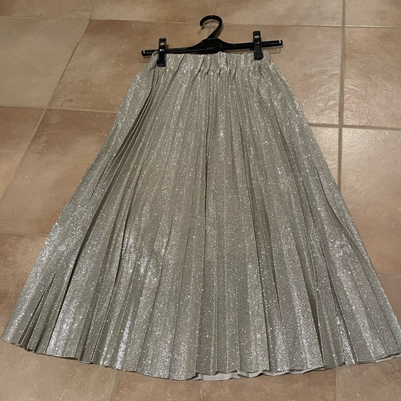 Dresses & Skirts - NWOT. Pleats metallic skirt